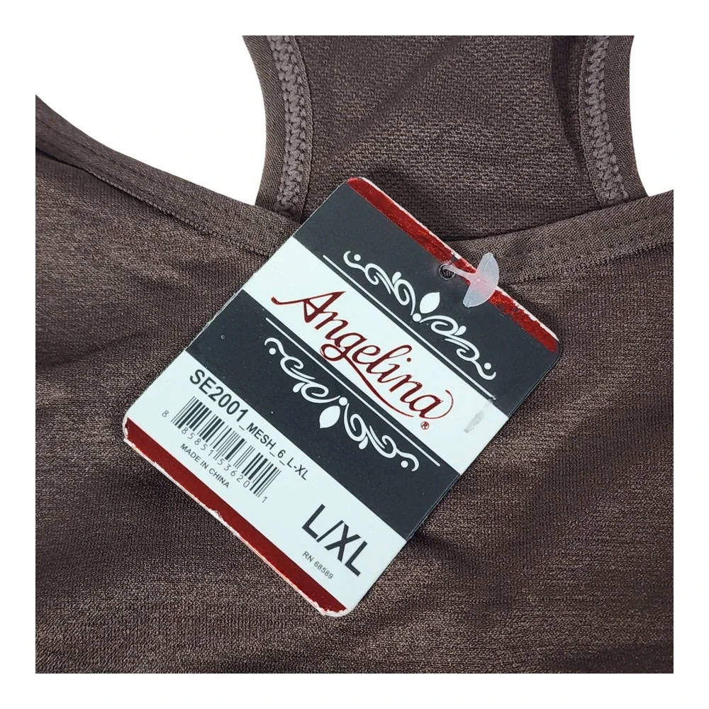 Angelina Brown Racerback Sports Bra‎ Mesh Seamless SE2001 Mens L/XL NEW
